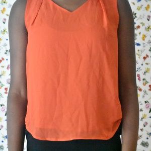 Orange Sleeveless Blouse
